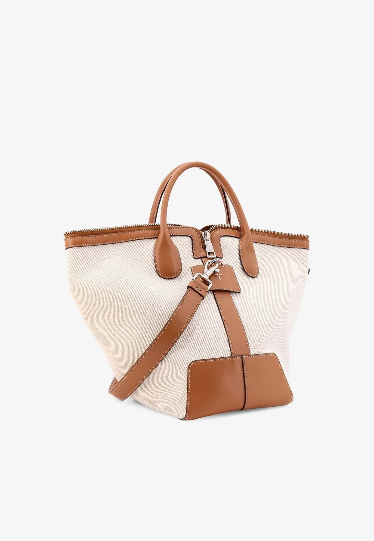 Canvas and Leather Top Handle Bag