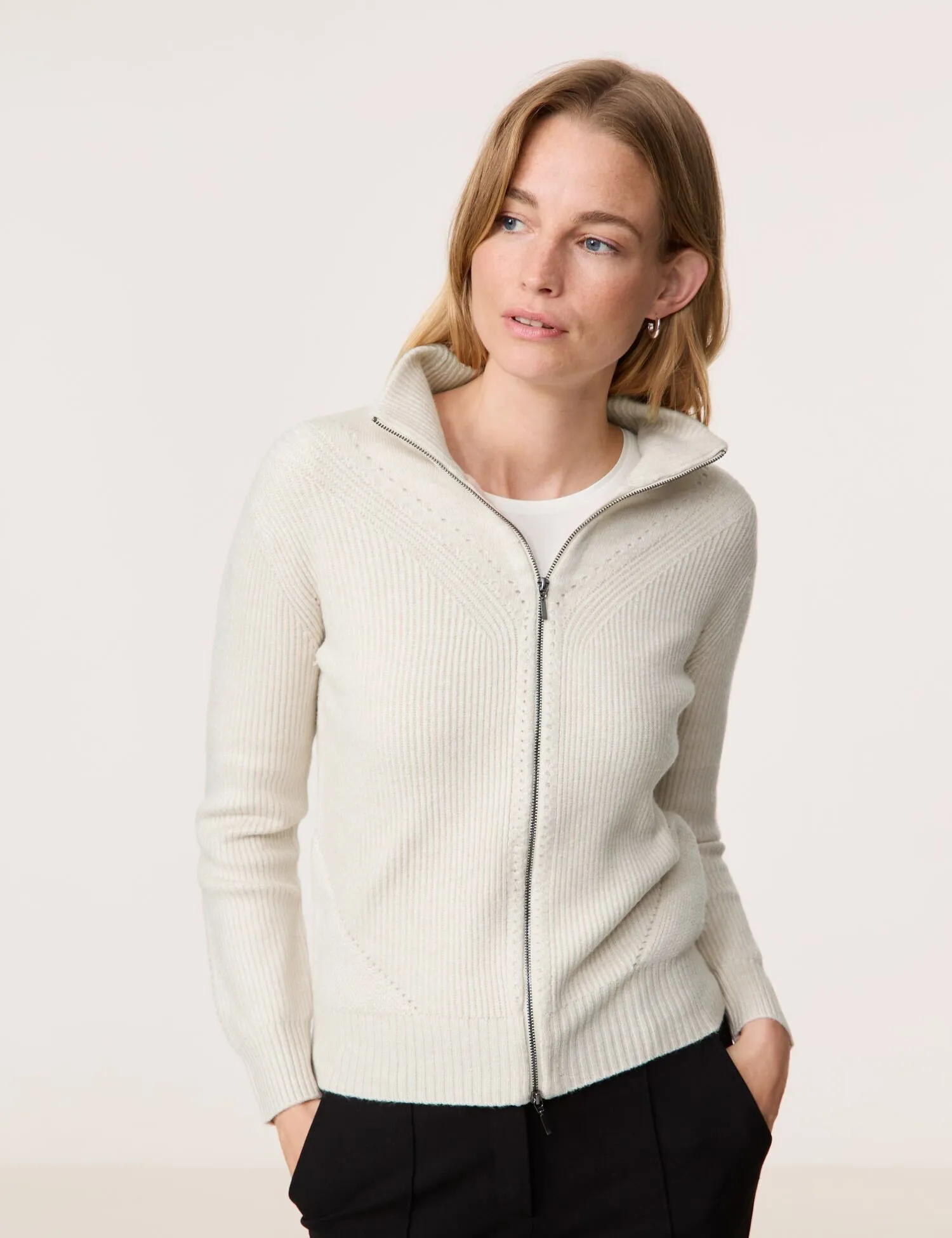 Cardigan with a two-way zip