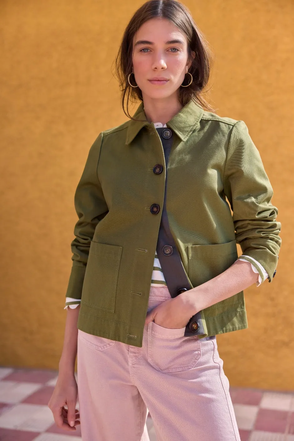 Cassie Cotton Jacket - Olive Green
