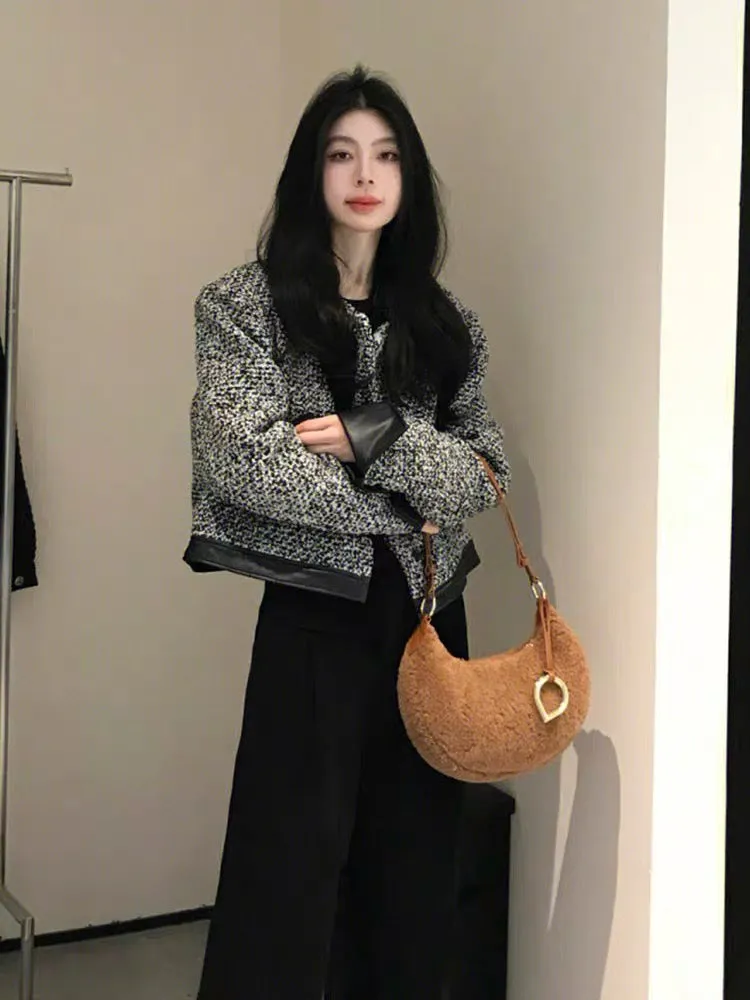 Celebrity Tweed Small Fragrance Jacket Women's 2023 Autumn and Winter New Loose Retro High-Quality Versatile Short Top A3318