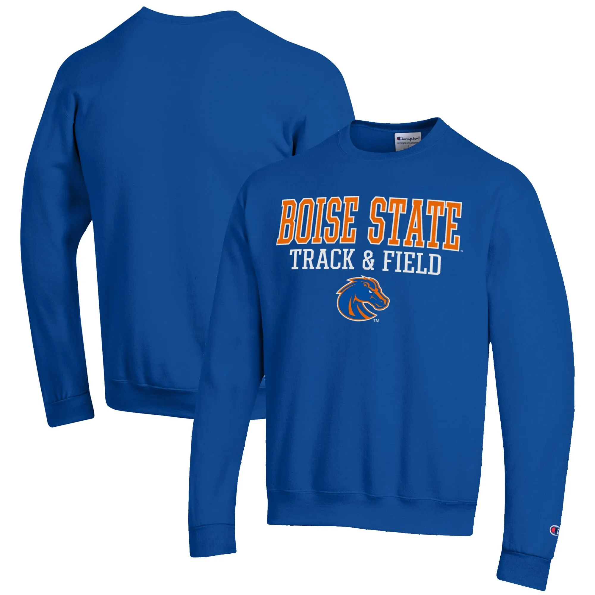 Champion  Boise State Broncos Royal Track & Field Stack Powerblend Pullover Sweatshirt