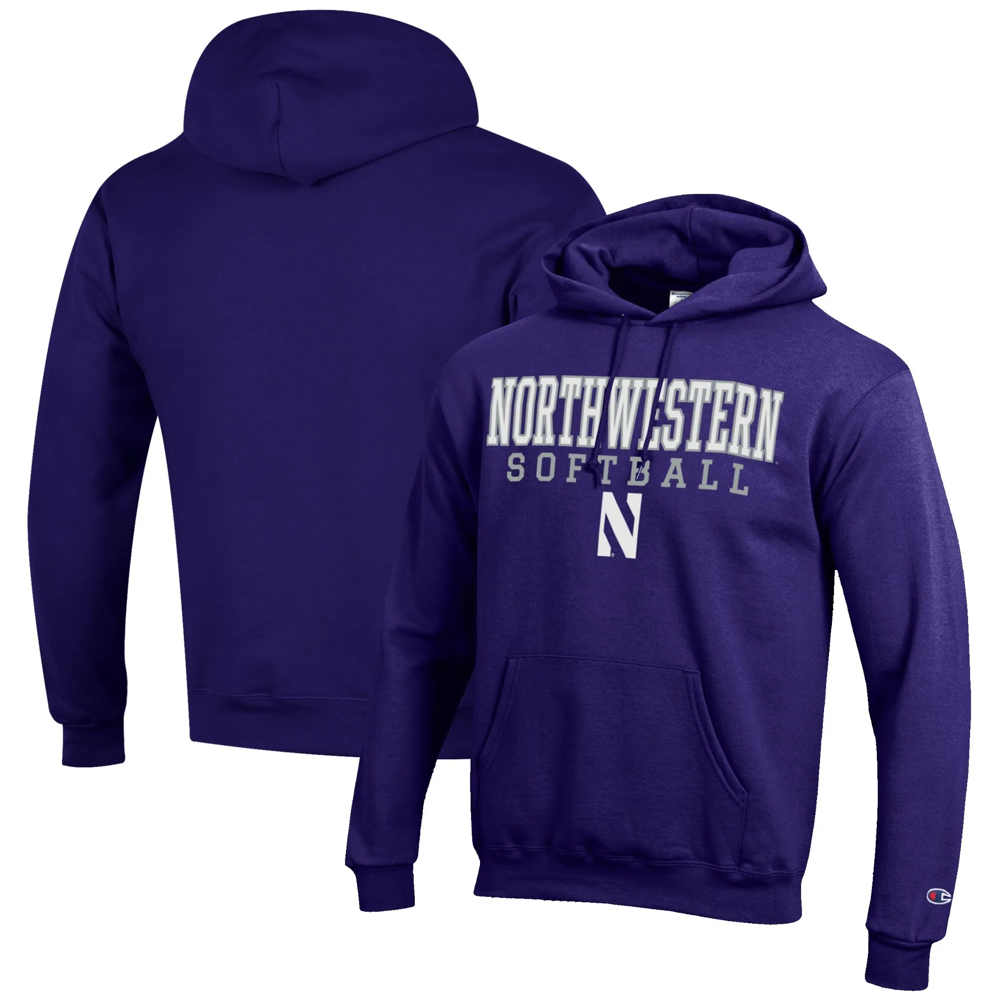 Champion Northwestern Wildcats Purple Softball Stack Pullover Hoodie