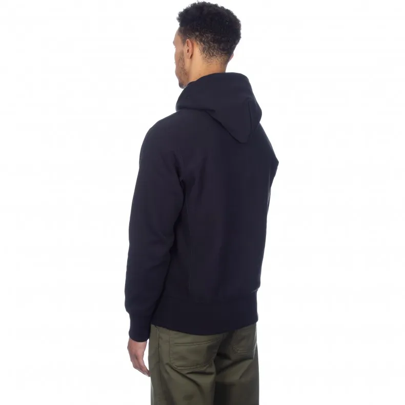 Champion Reverse Weave Script Applique Pullover Hooded Sweatshirt (New Black)