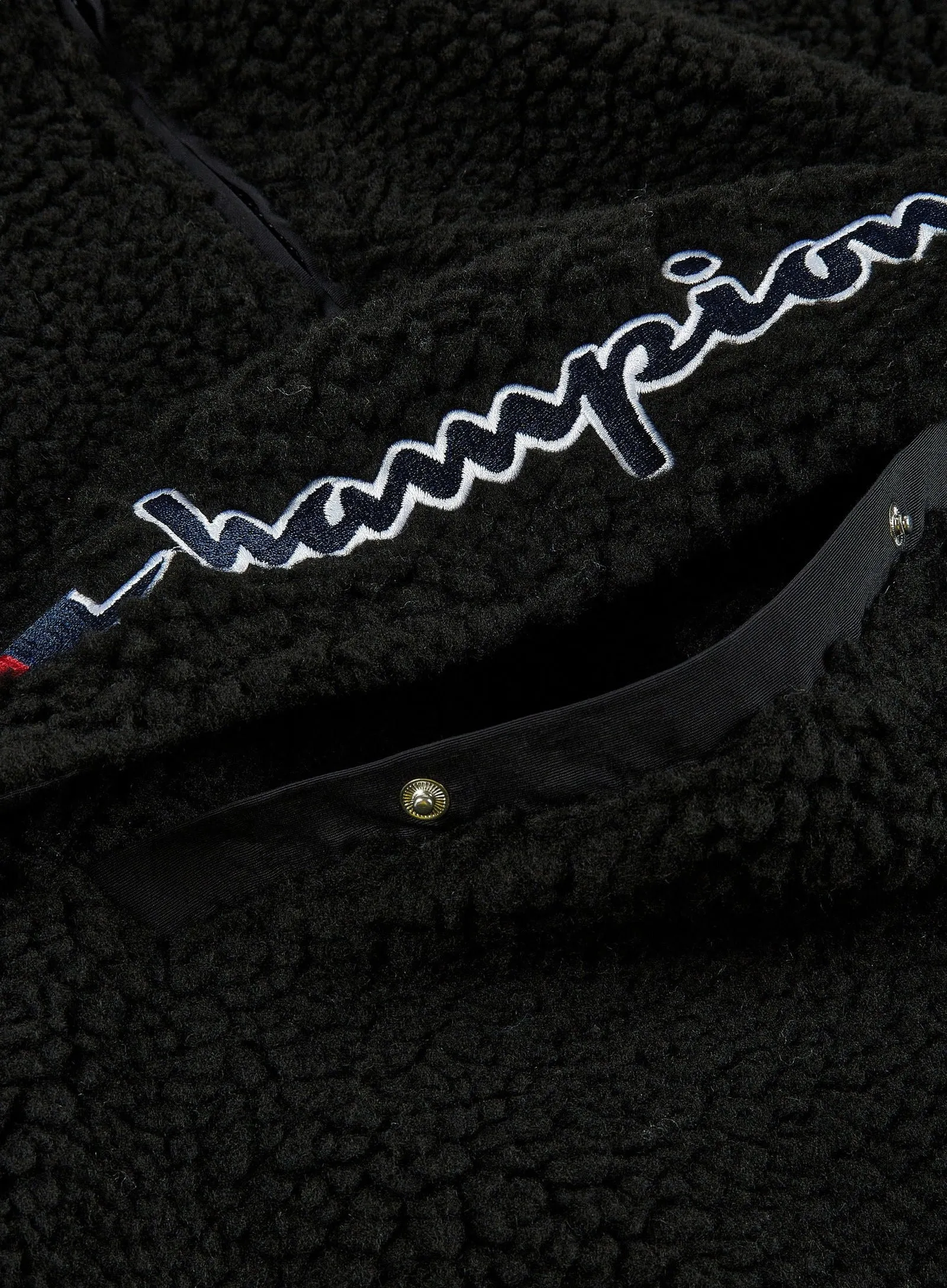 Champion Rochester Half Zip Sherpa Hooded Fleece Jacket - Black