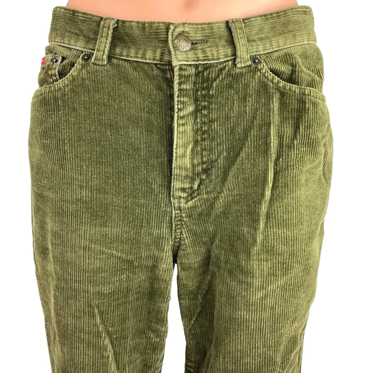 Chaps Green Corduroy High Rise Flared Leg Bootcut Ankle Trouser Jeans Pants Sz 4