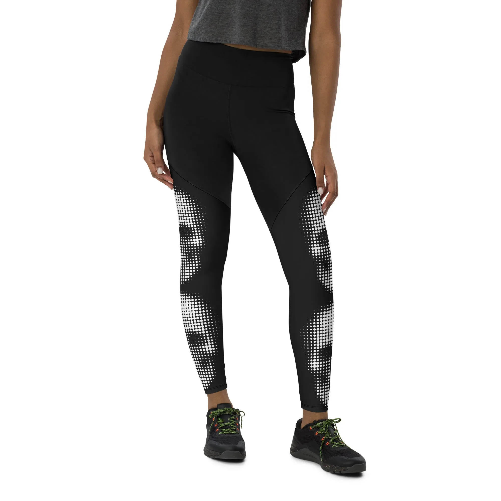 Charcoal Halftone Skull Compression Leggings