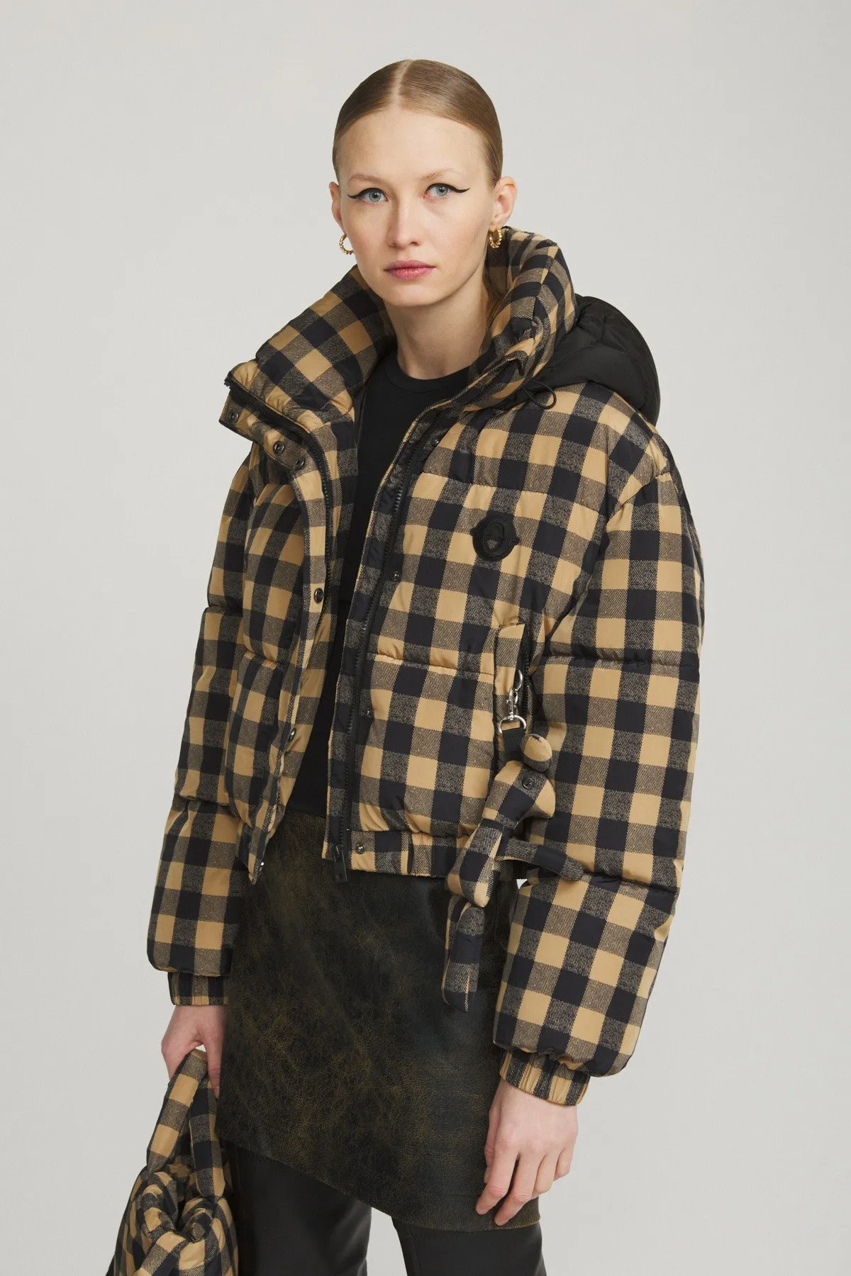 Check puffer bomber jacket