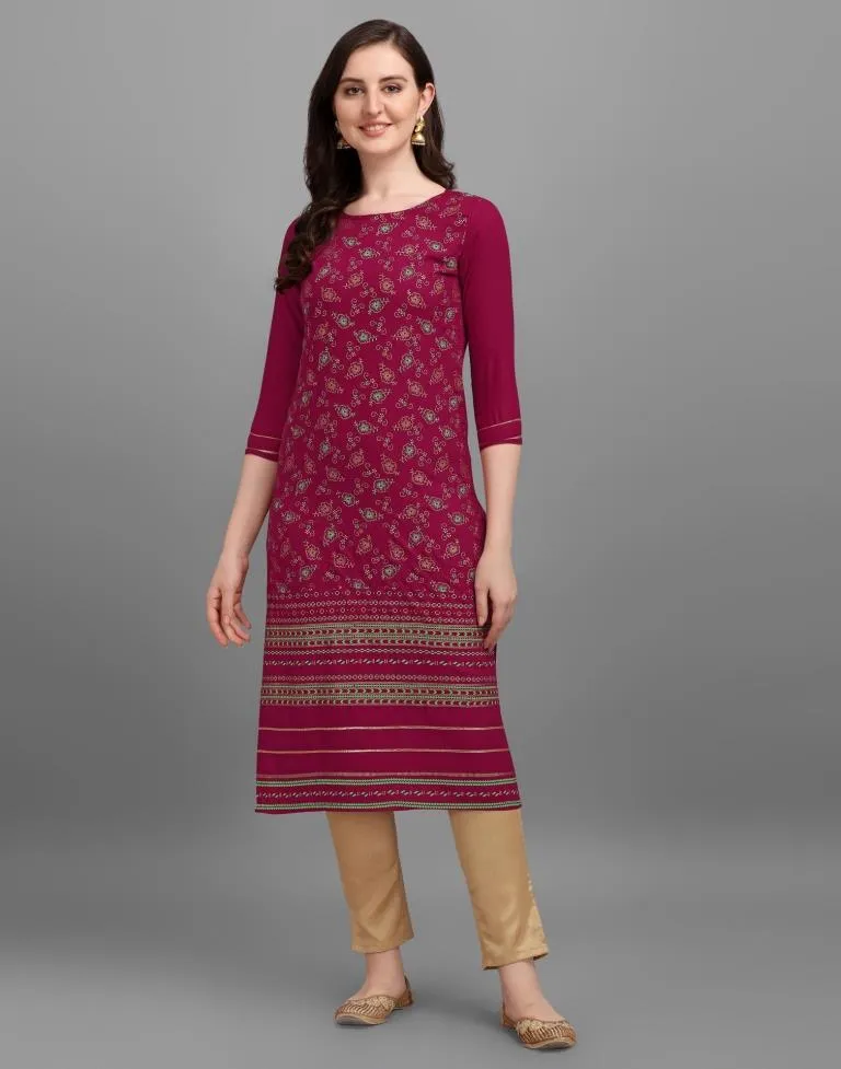 Cherry Pink Printed Kurti