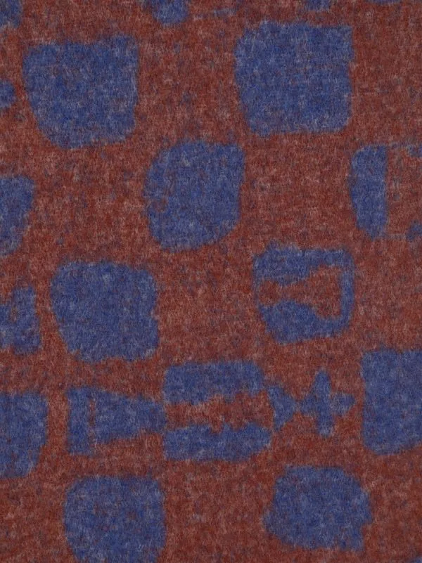 Chess Wool Scarf - Blue Orange Chess
