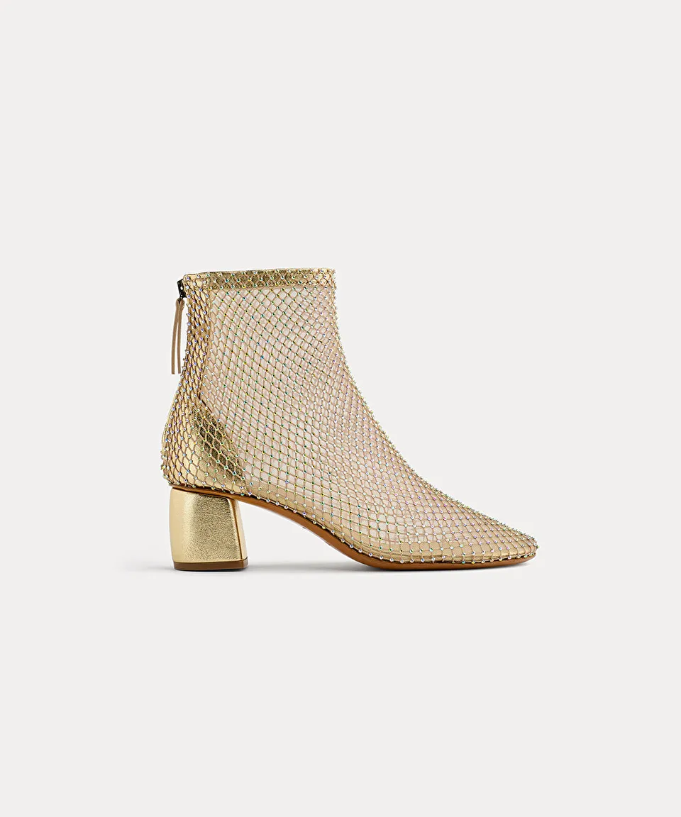 chic mesh ankle boot with diamanté detailing