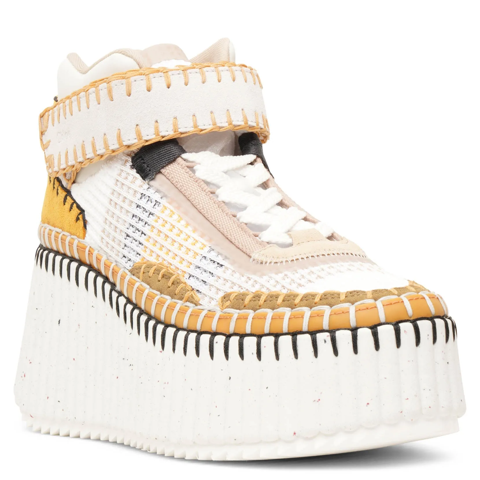 Chloé Nama platform light brown mesh sneakers