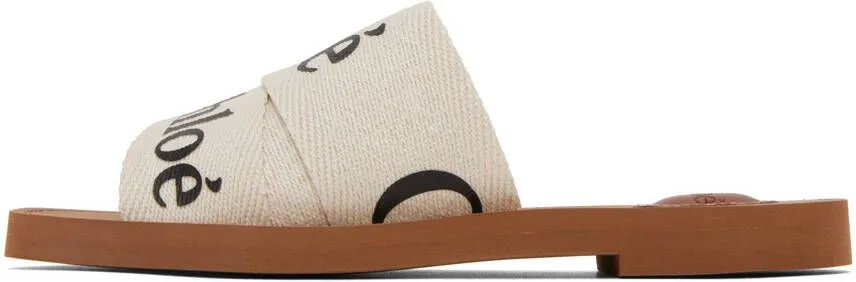 Chloé White Woody Flat Mules