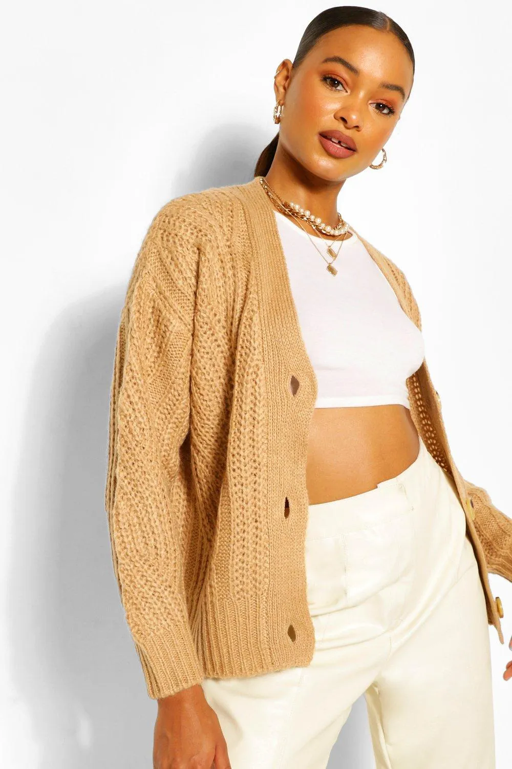 Chunky Cable Button Through Cardigan