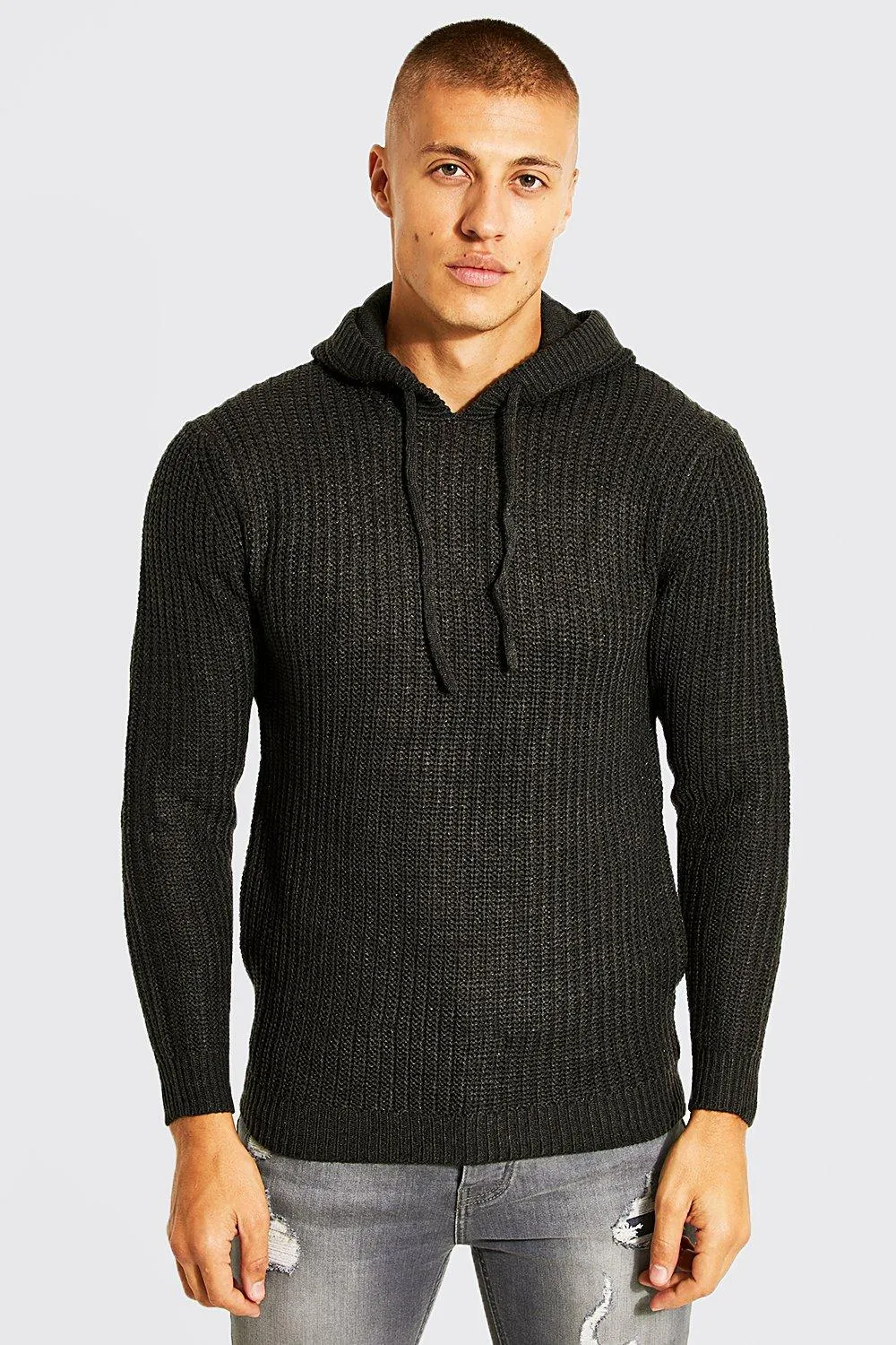 Chunky Fisherman Rib Knitted Hoodie