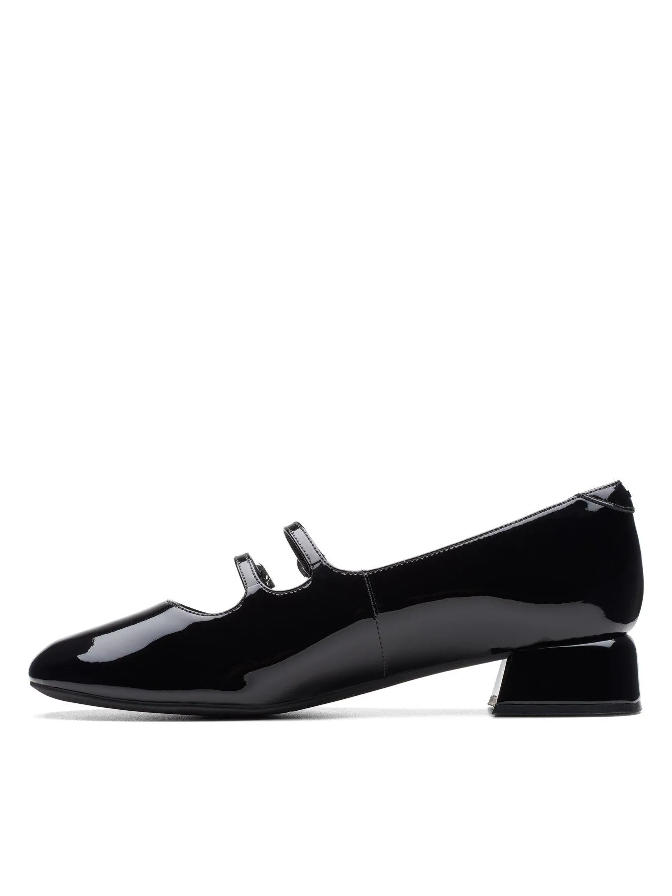 Clarks Daiss30 Shine Double Strap Patent Mary Janes - Black