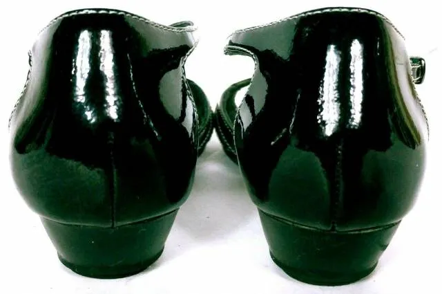 Clarks women's black patent leather d 'orsay wedge sandal shoe size 8 m