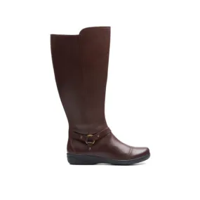 Clarks Women's Cheyn LindieWS Boot Dk Brown Leather 8.5