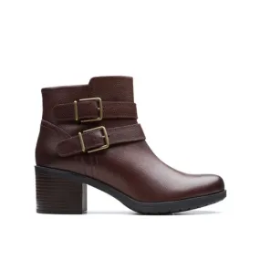 Clarks Women's Hollis Pearl Boot Mahogany Leather 8.5