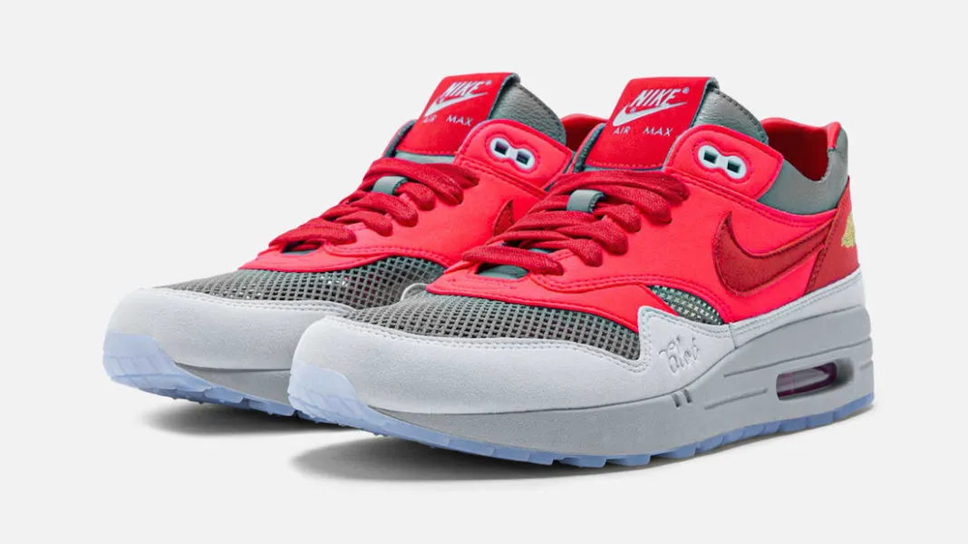 CLOT x Nike Air Max 1 Kiss of Death Solar Red University Red Cool Grey DD1870-600