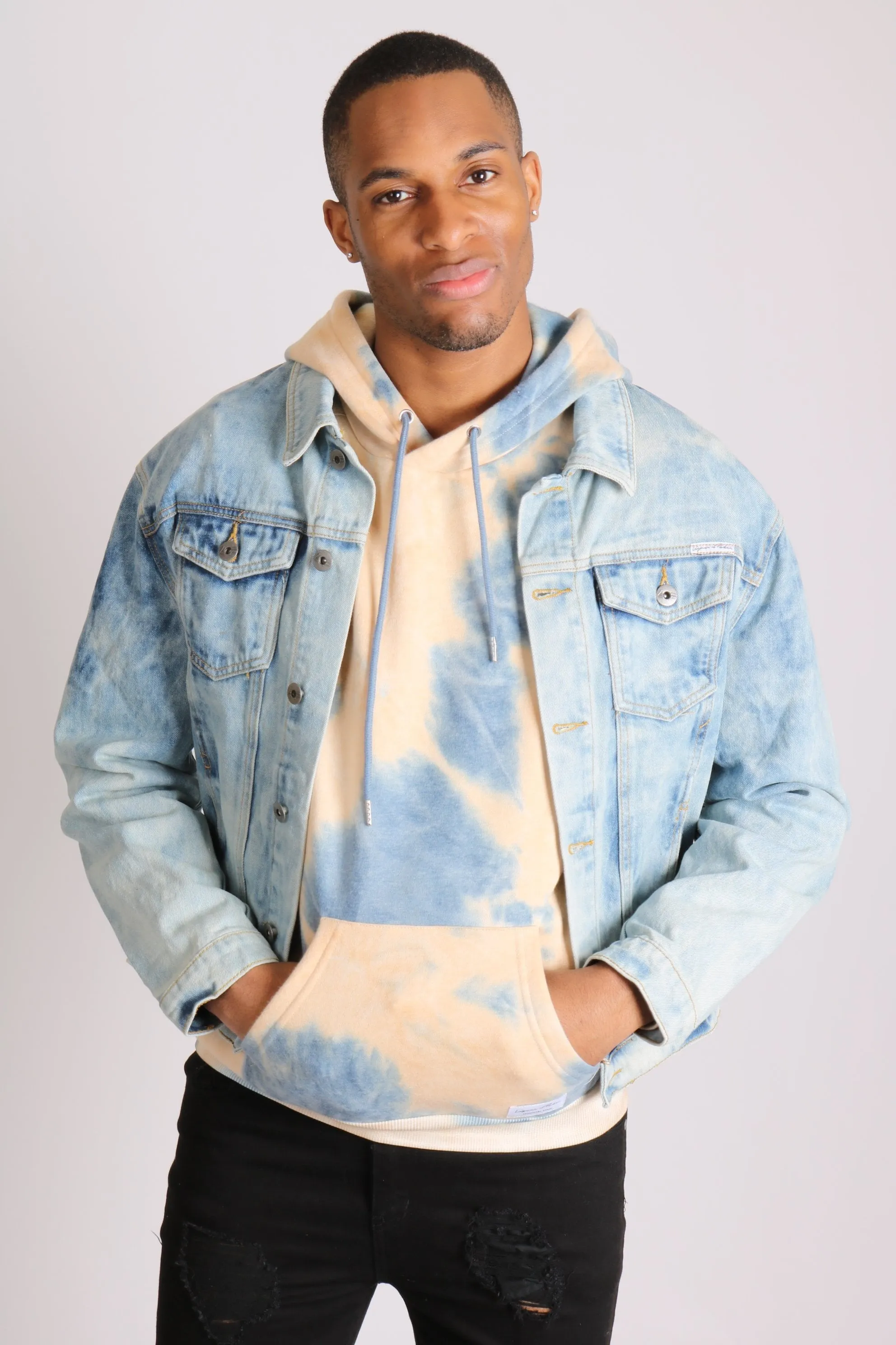 Cloudy Bleach Wash Denim Jacket