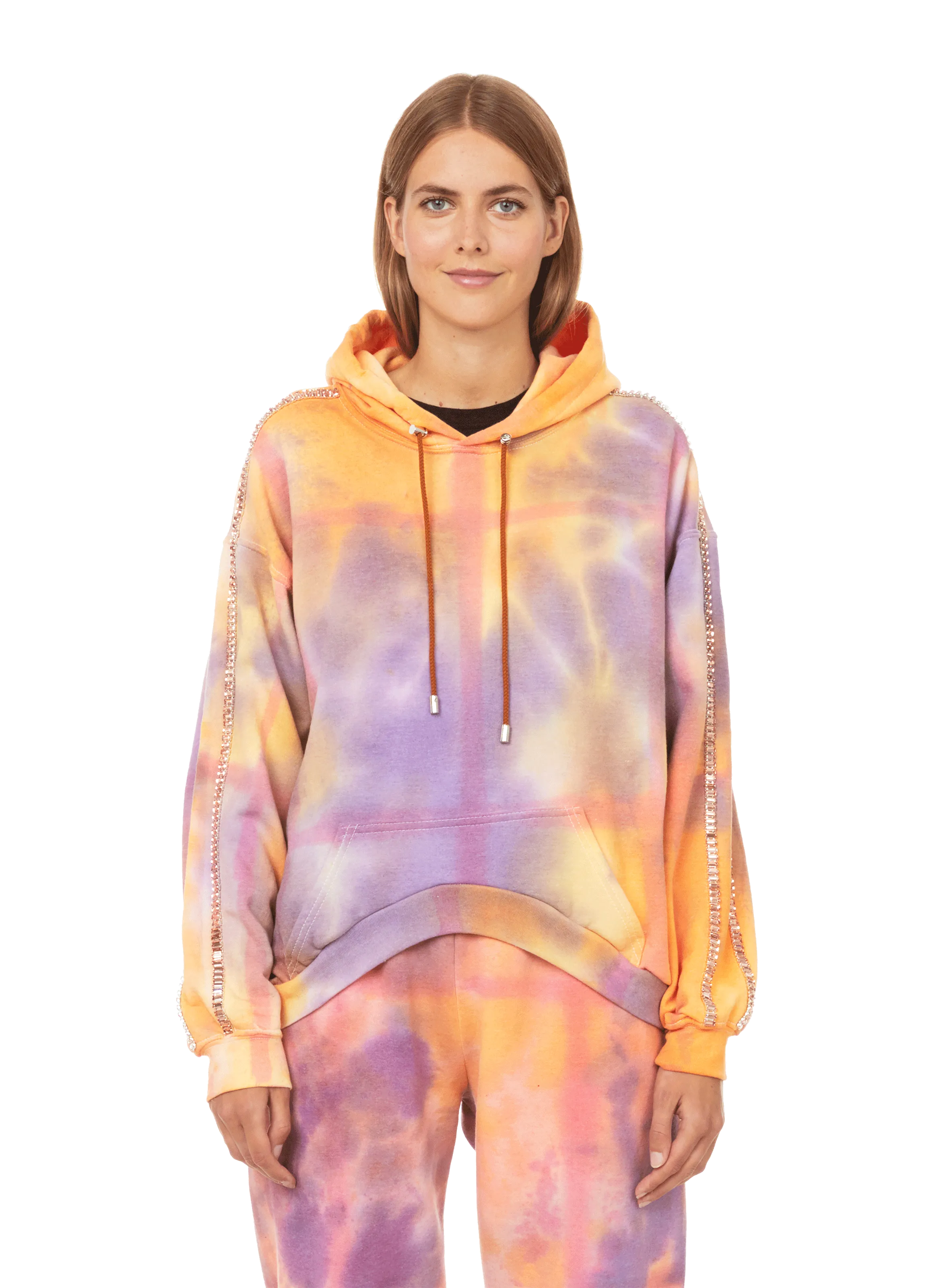 COLLINA STRADA  Cotton-blend rhinestone hoodie - Multicolour