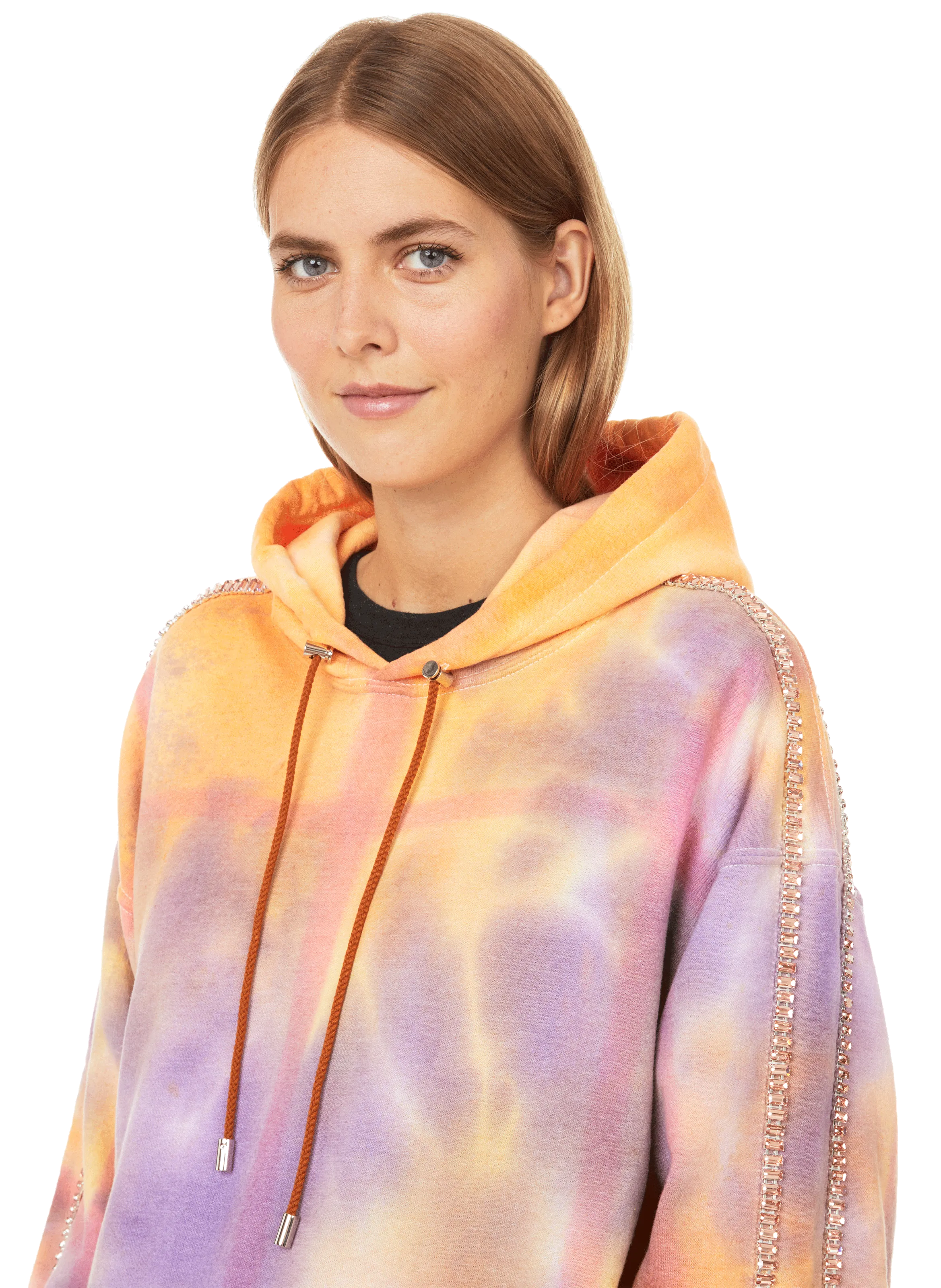 COLLINA STRADA  Cotton-blend rhinestone hoodie - Multicolour