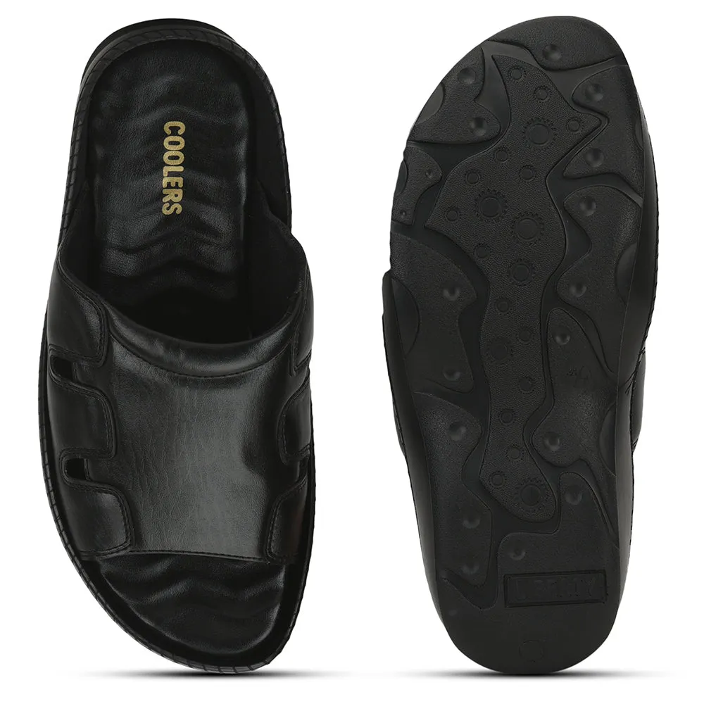 Coolers Black Casual Slippers For Men META-2 By Liberty