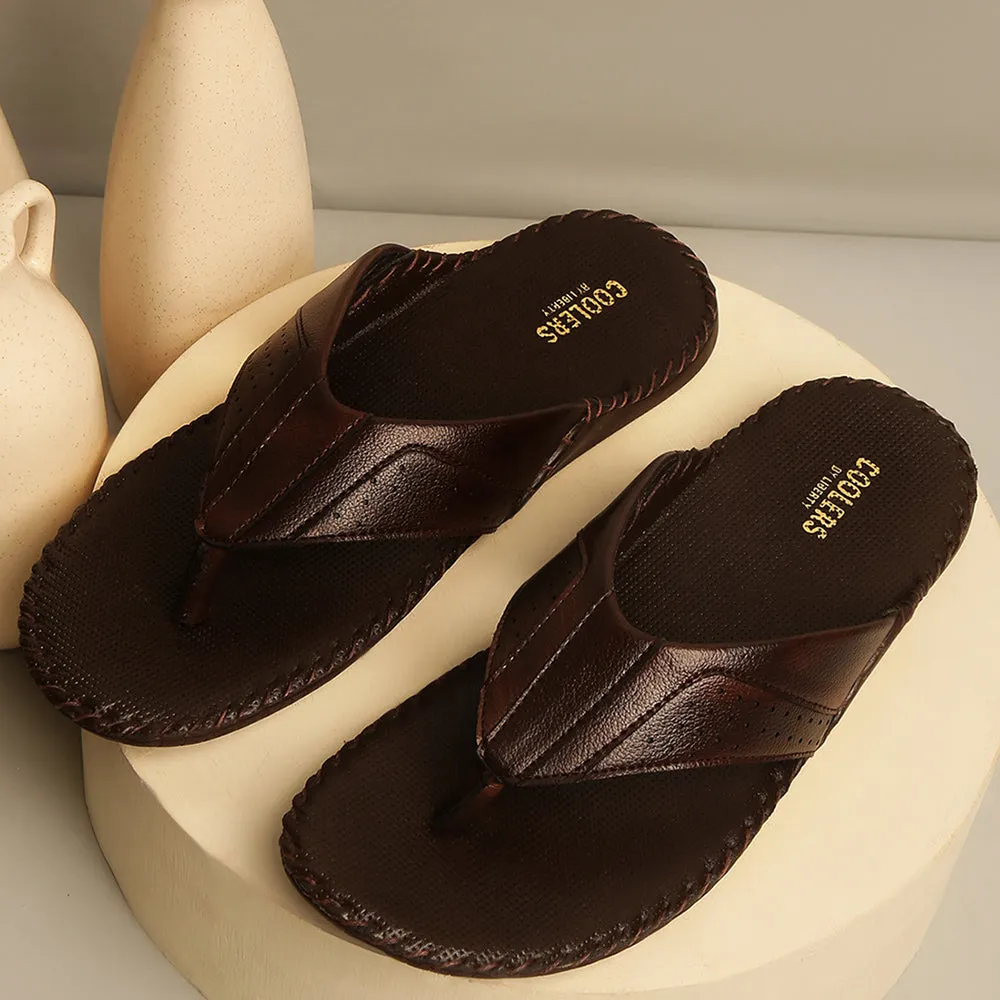 Coolers Casual Brown Slippers For Men AVN-45 By Liberty