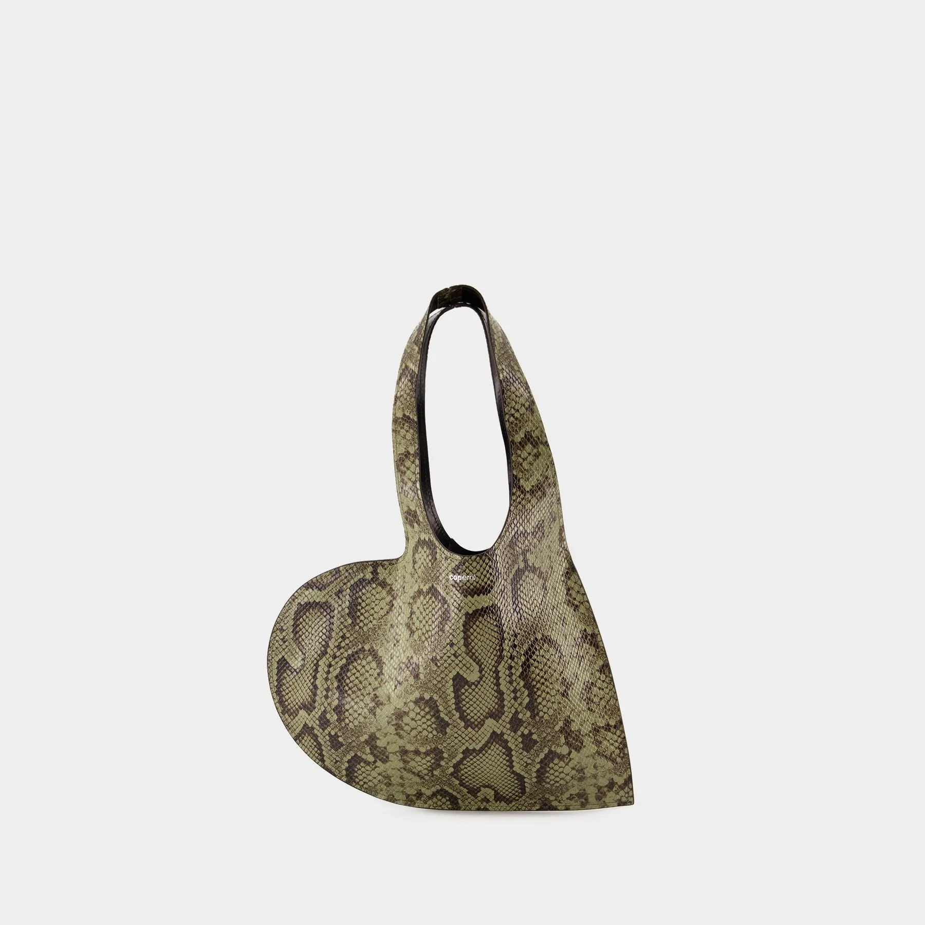 Coperni  Python Printed Mini Heart Tote Bag - Coperni - Leather - Green