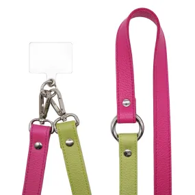 Correa piel fucsia y verde