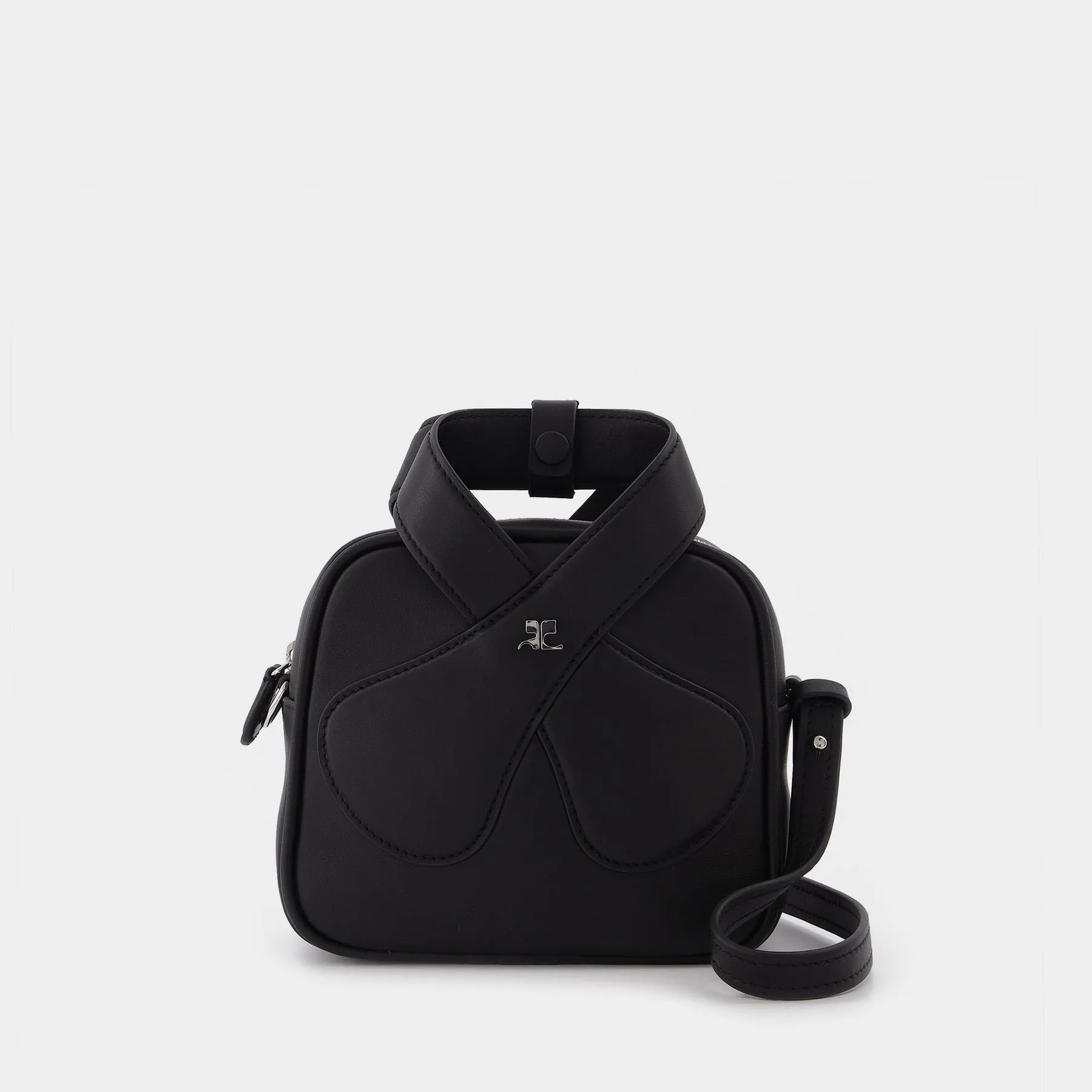 Courreges  Leather Loop Bag in black leather