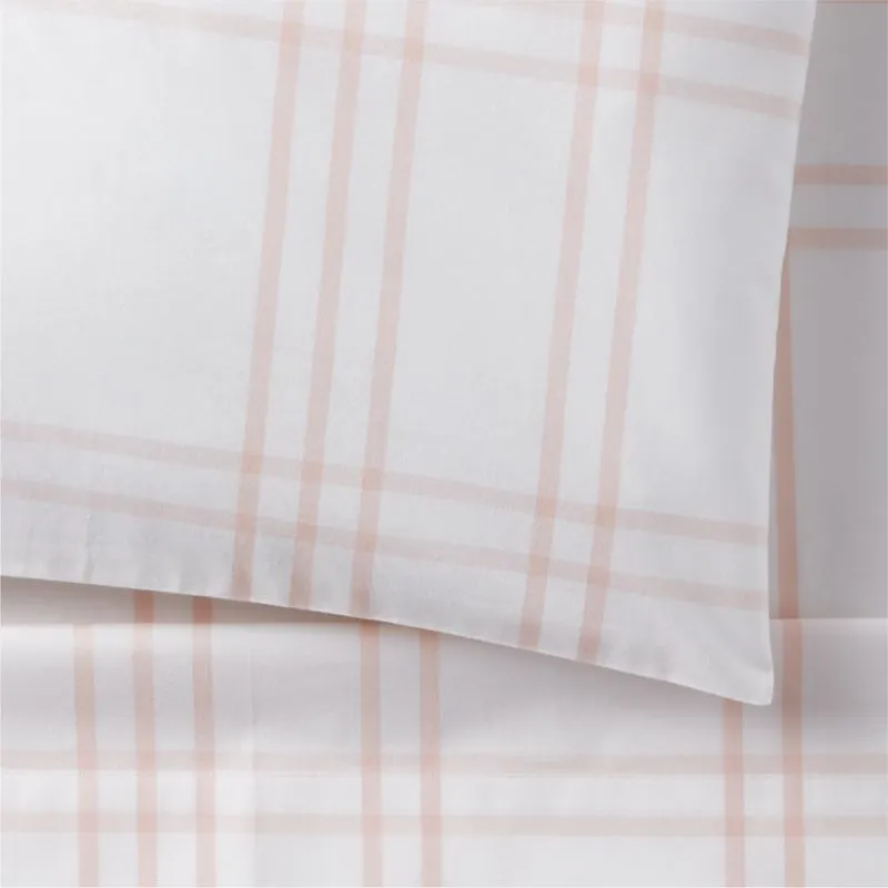 Crate&Barrel Stax Elegant Pink Yarn-Dyed Organic Cotton Toddler Sheet Set