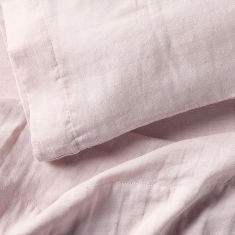 Crate&Barrel Supersoft Lilac Rose Organic Cotton Gauze Toddler Sheet Set