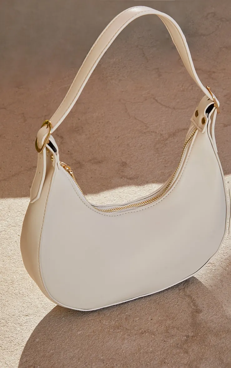 Cream Curved Pu Shoulder Bag | Accessories