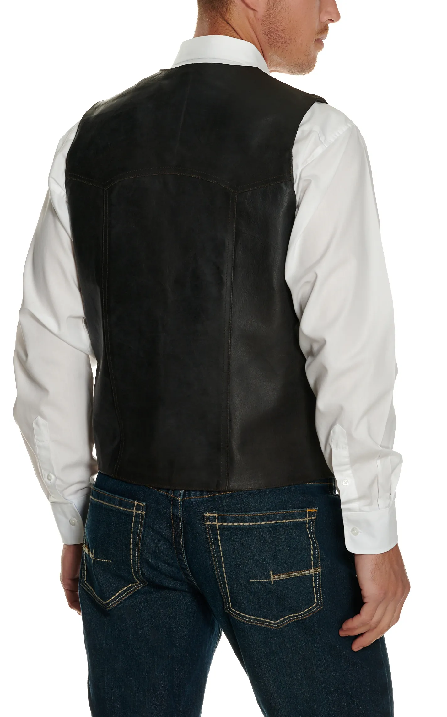 Cripple Creek Men's Antique Chocolate Leather Snap Vest