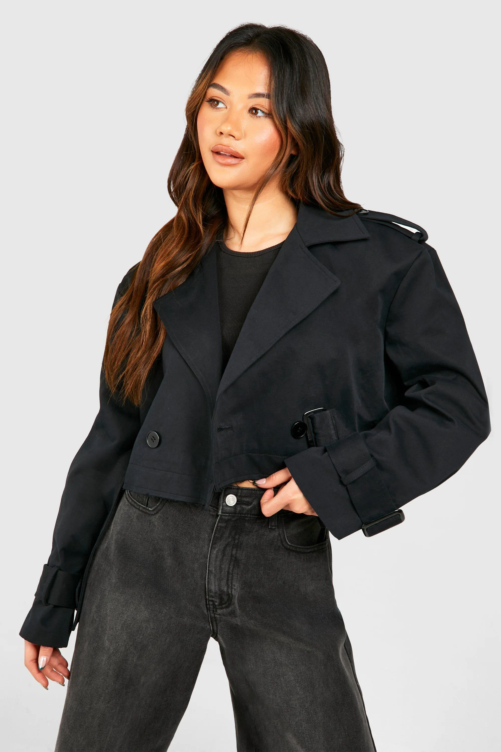 Crop Belted Trench Coat