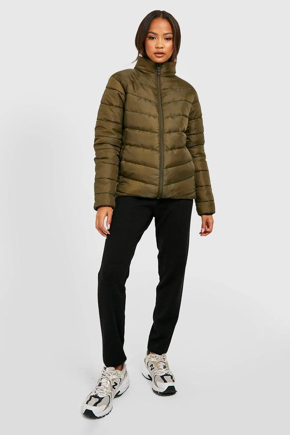 Crop Funnel Neck Puffer Jacket