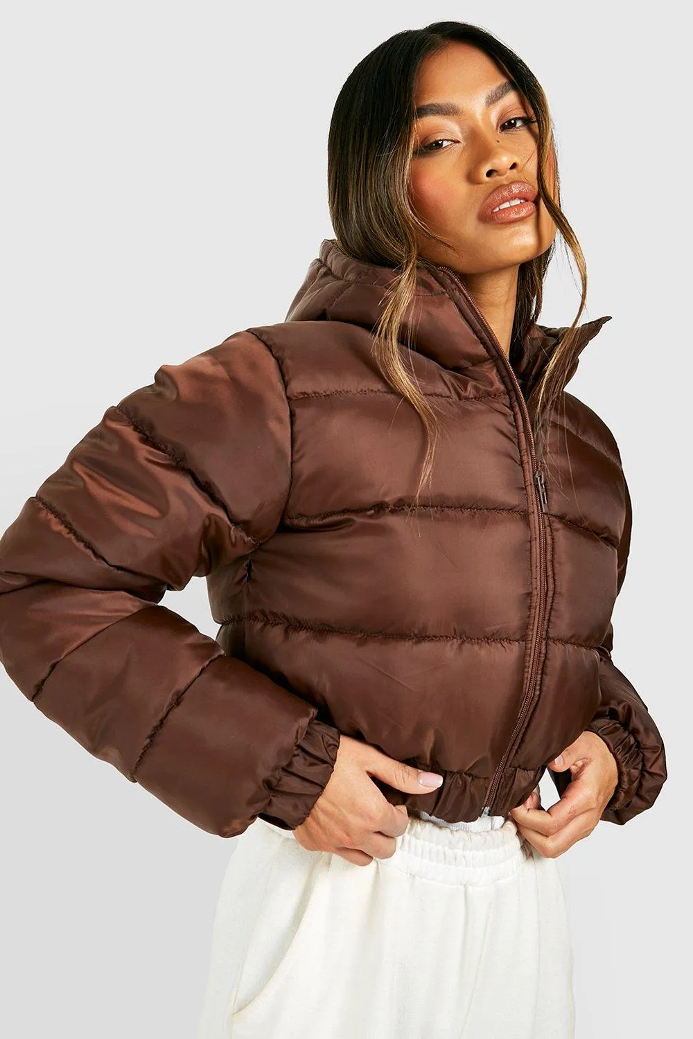 Cropped Hooded Puffer Jacket