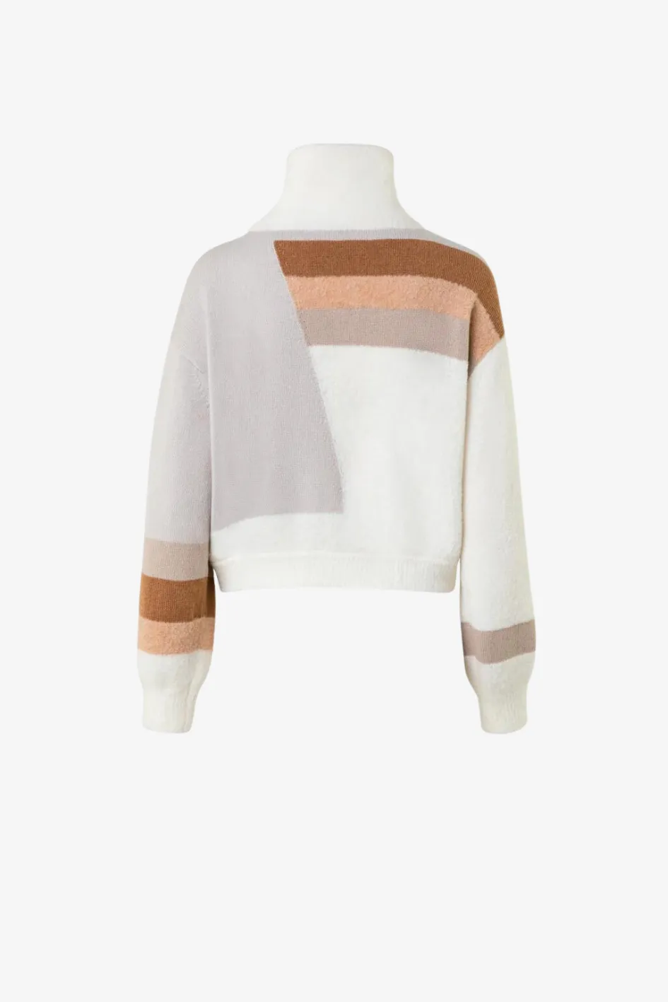 Cropped Pullover aus Kaschmir-Seiden-Bouclé mit Zick-Zack Muster