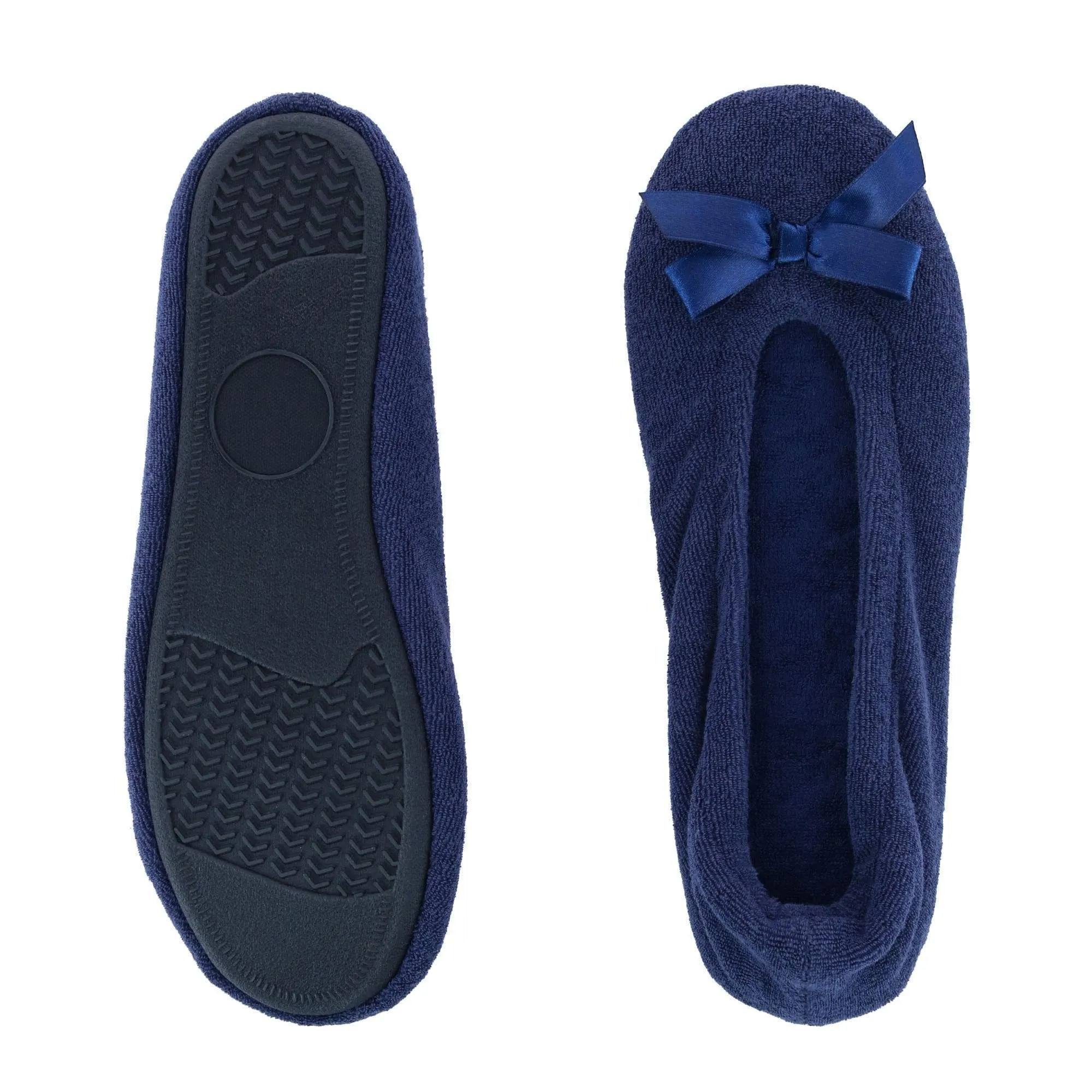 CTM Women's Terry Ballerina Slipper House Shoe (Pack of 2)