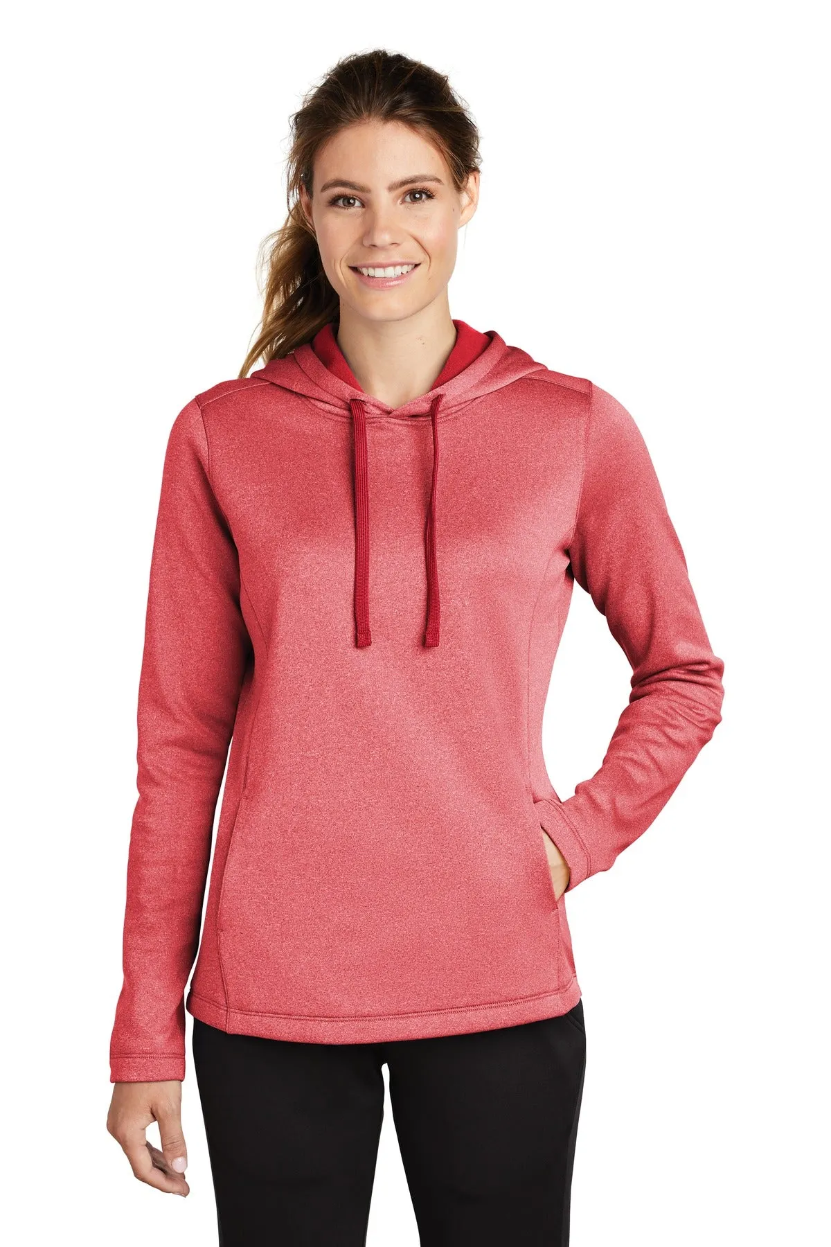Custom Embroidered - Sport-Tek  Ladies PosiCharge  Sport-Wick  Heather Fleece Hooded Pullover. LST264