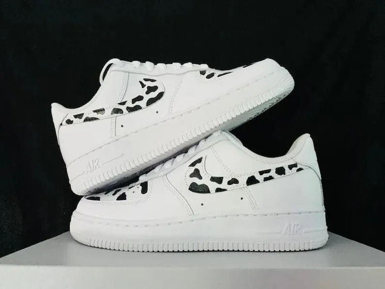 Custom Nike Air Force 1 Cow Print Black