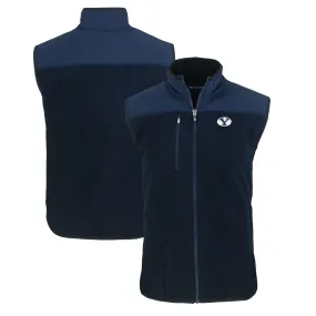 Cutter & Buck  BYU Cougars Navy Big & Tall Cascade Eco Sherpa Fleece Full-Zip Vest
