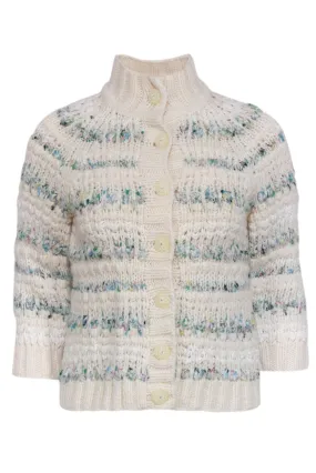 Cynthia Steffe - Ivory & Multi Color Woven Button Front Cardigan Sz M