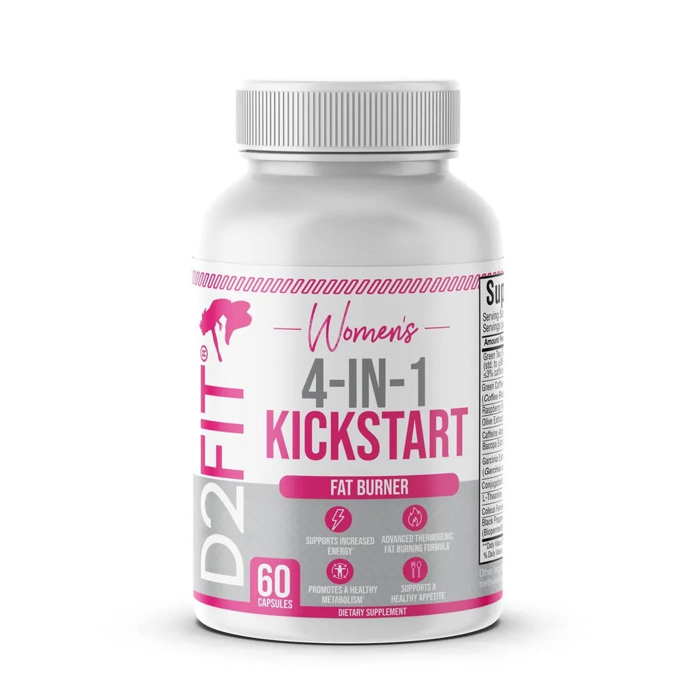 D2Fit (by Jessica Bass) Women’s 4 in 1 Kickstart Thermogenic Supplement, For Metabolism and Appetite Support with Green Tea Extr