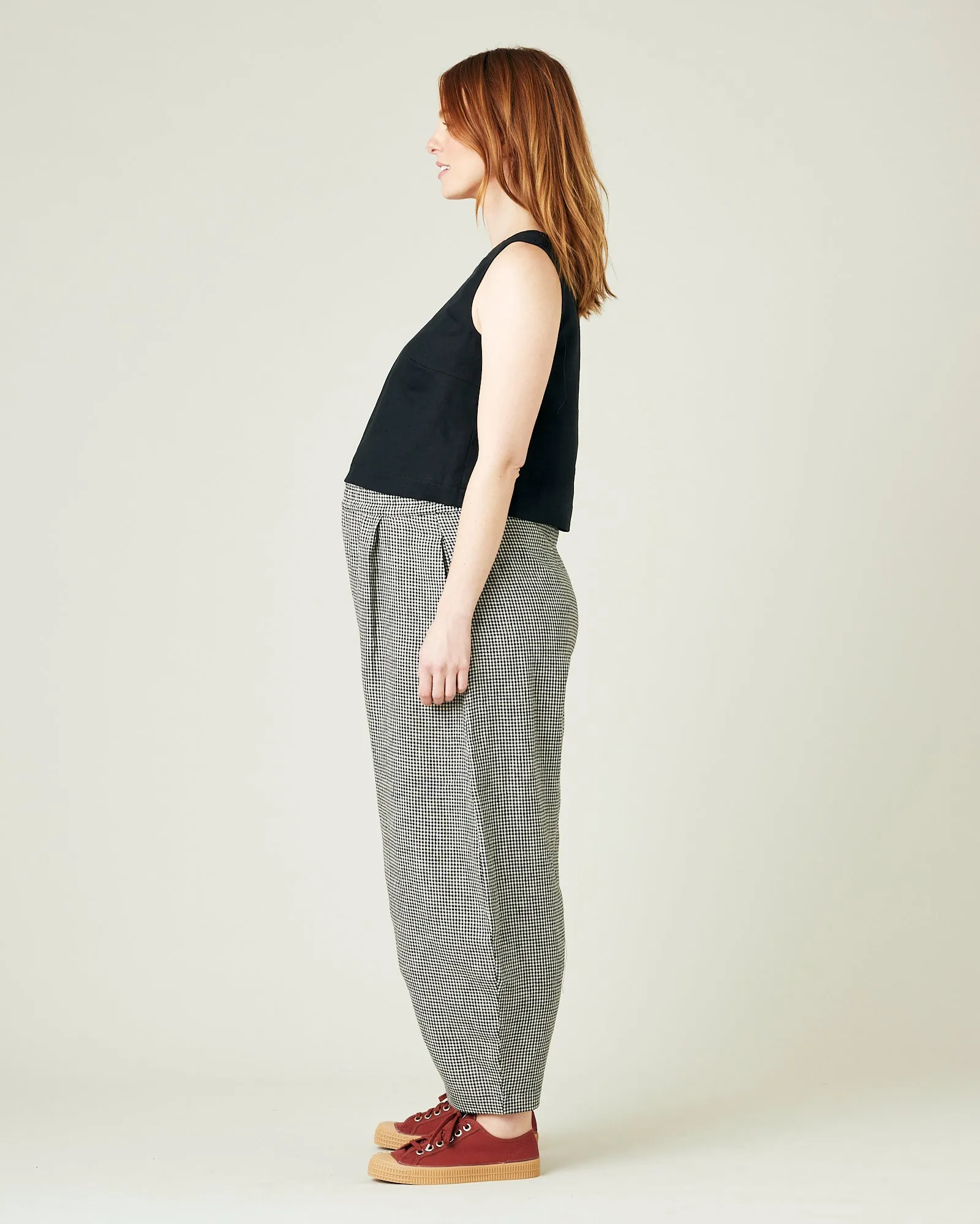 Daisy Black & Stone Micro Gingham Linen Trousers