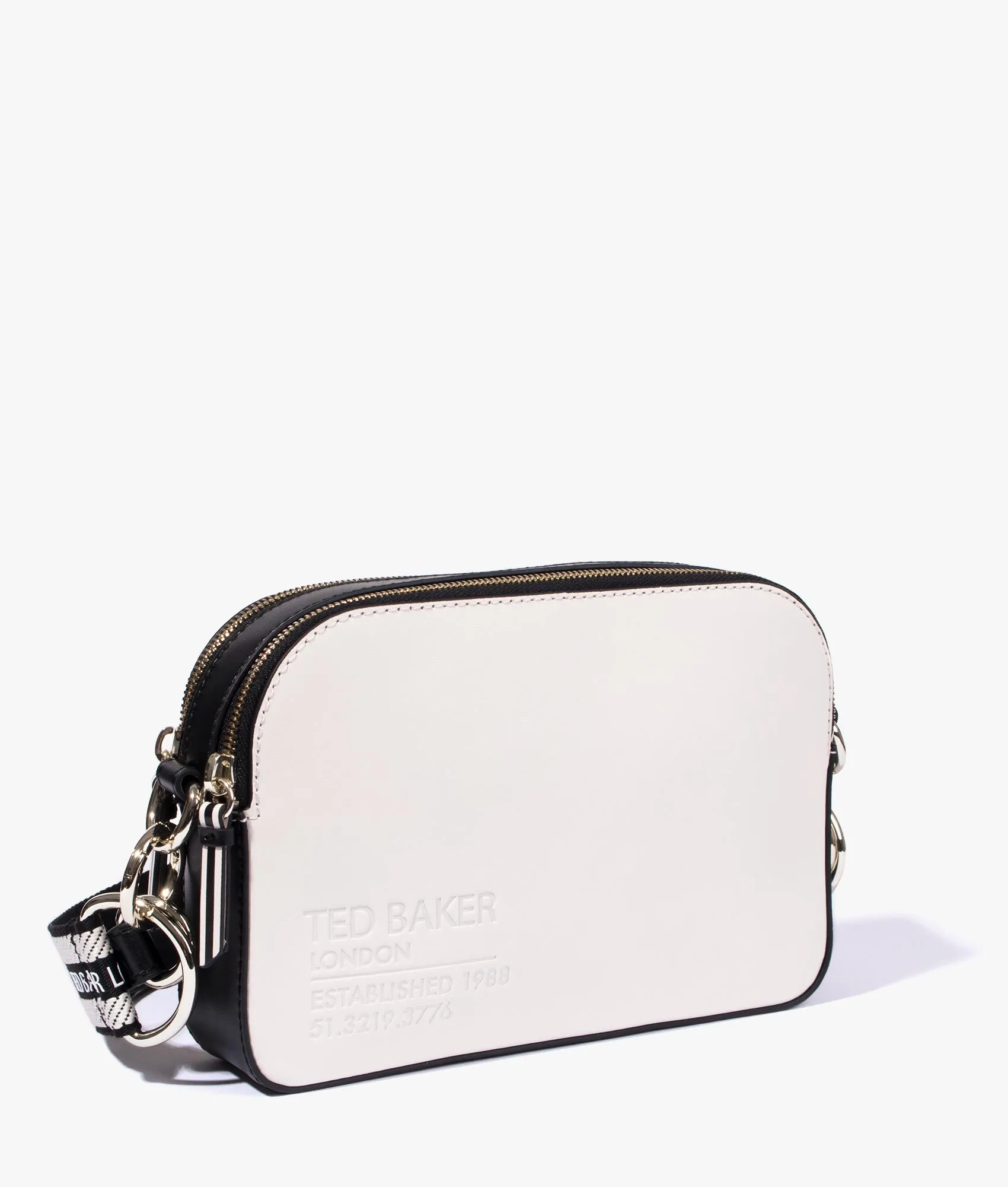 Darcelo branded webbing camera bag in white