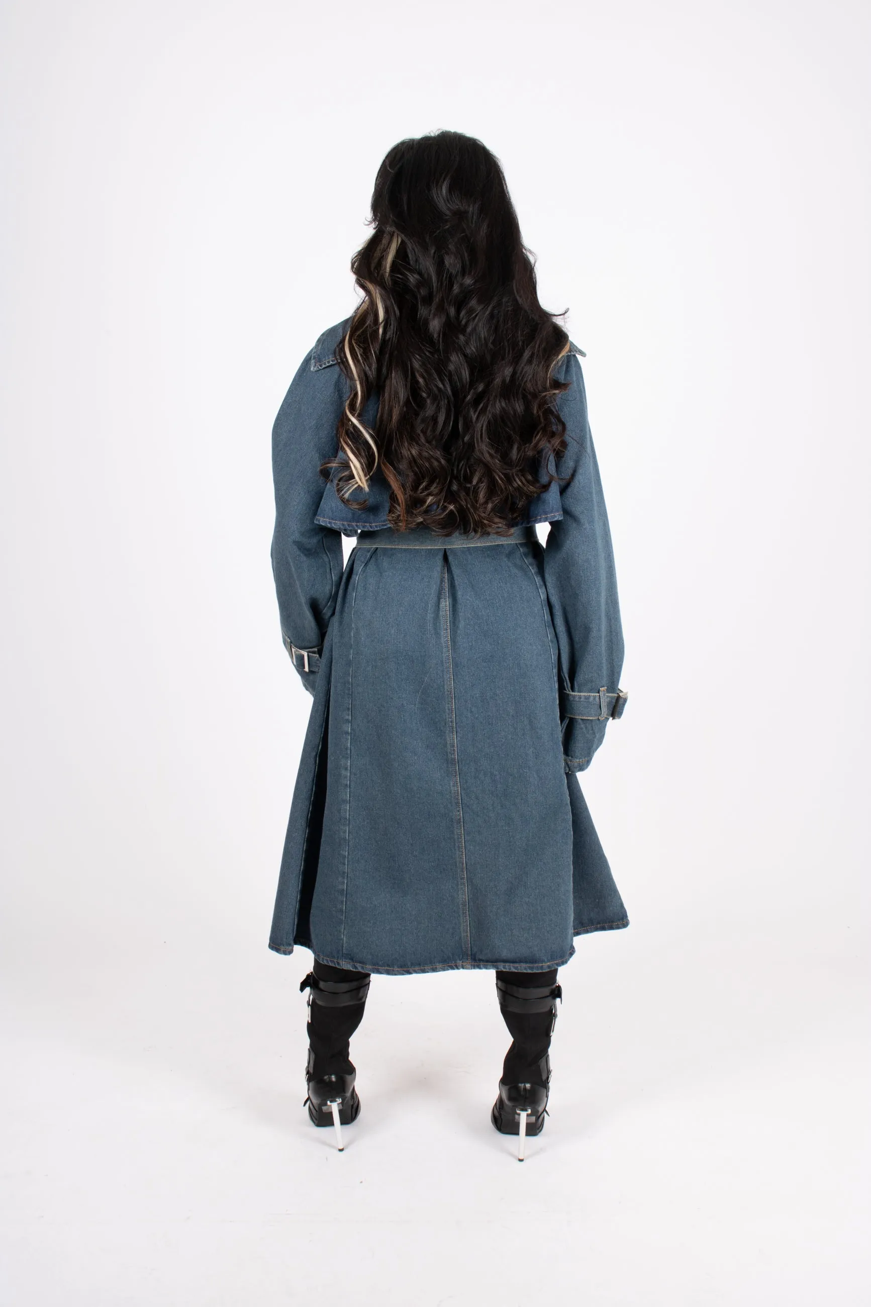 Denim Trench Tie Waist