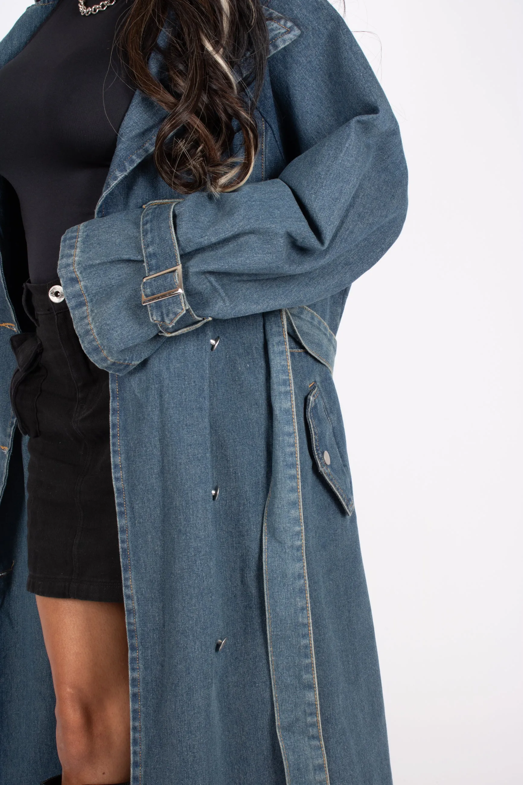 Denim Trench Tie Waist