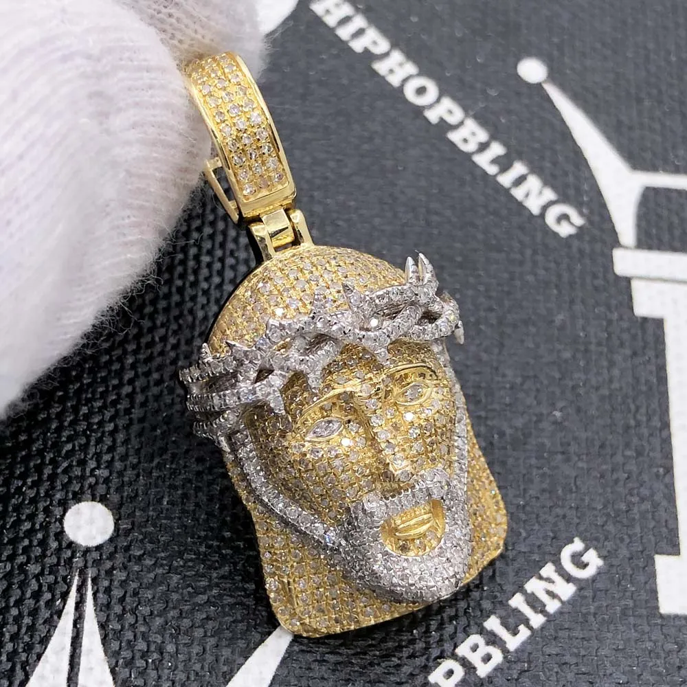 Detailed Jesus Piece Diamond Pendant 1.20cttw 10K Yellow Gold